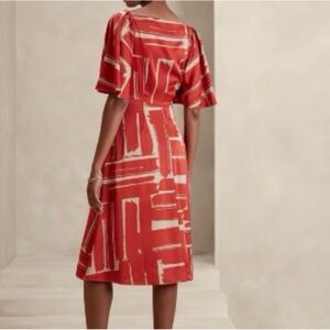 Banana Republic Red and Cream Midi Dress